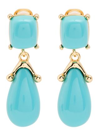 Kenneth Jay Lane 22kt Gold-plated Clip-on Drop Earrings - Turquoise - One Size