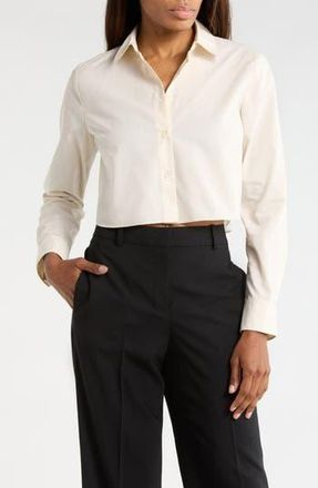 Theory Crop Poplin Button-Up Shirt in Eggshell at Nordstrom Rack, Size X-Large