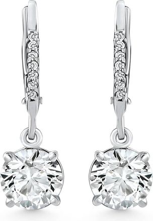 Pompeii3 2.07Ct TW Diamond Dangle Lever Back Hoops 10k White Gold Lab Grown
