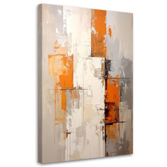 Feeby Cuadro En Lienzo, Abstracci&oacute;n En Naranja Y Beige, 80x120