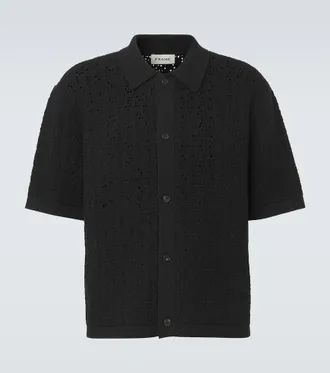 Frame Denim Crochet cotton-blend polo shirt