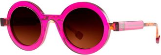 Theo Eyewear Pink Cassette 7 Acetate Round Sunglasses