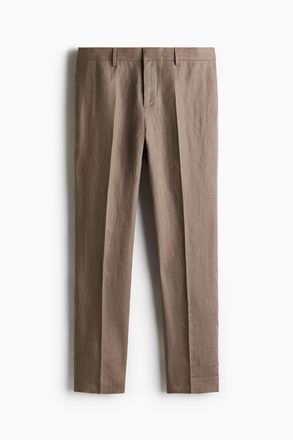 H&M Anzughose aus Leinen in Slim Fit - Dunkelbeige