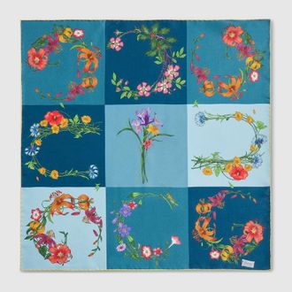 Gucci Printed Silk Twill Bandana, Blue