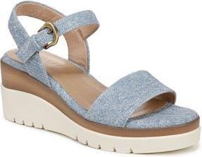 Naturalizer Graciela Wedge Sandal in Light Denim Blue Faux Leather at Nordstrom Rack, Size 9.5