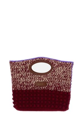 Marni Red Knotty Crochet Wool Knit Clutch