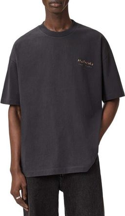 AllSaints Underground Oversize Graphic T-Shirt in Washed Black/Dakota at Nordstrom, Size Medium