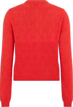 Gucci Womens Cardigan Monogram Cotton Red Cardigans Sweater