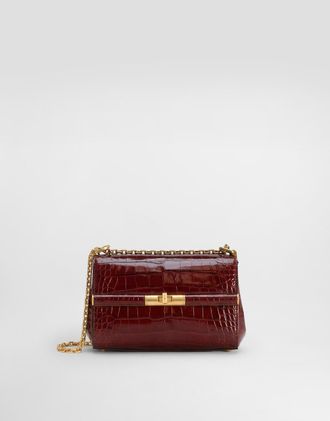 Dolce & Gabbana Marlene City Mini Bag In Polished Alligator - Woman Shoulder And Crossbody Bags Bordeaux Onesize