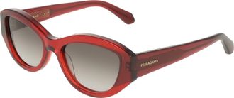 Ferragamo Grey Gradient Cat Eye Ladies Sunglasses SF2104S 614 55