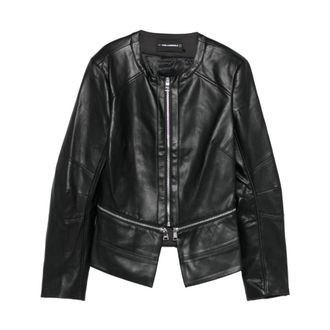 Karl Lagerfeld Perfecta Negra Asimetrica Zip - Dames - Zomerjassen - Zwart - S - Leer - Jassen