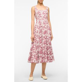Staud Wells Sleeveless A-Line Dress in Bordeaux Toile at Nordstrom Rack, Size 8