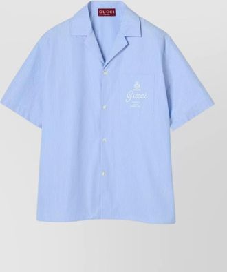 Gucci bowling shirt striped notch collar short sleeves
