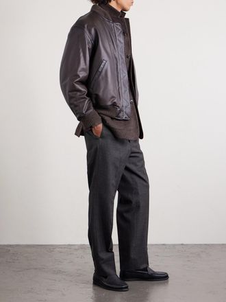 Officine G&eacute;n&eacute;rale Straight-Leg Virgin Wool, Silk and Linen-Blend Trousers