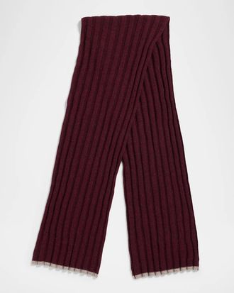 Brunello Cucinelli Men & apos;s Cashmere Ribbed Scarf