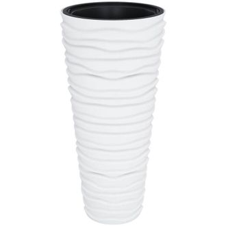 vidaXL Planter with Removable Inner White 18/45 L PP Grooved Look vidaXL