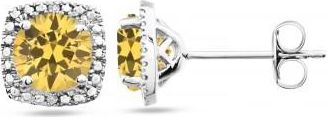 Allurez Natural Citrine & Diamond Stud Earrings Sterling Silver (0.77ct)