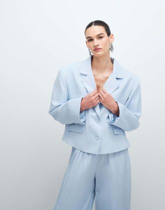 Asos Blazer sartoriale corto oversize blu tenue