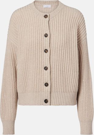 Brunello Cucinelli Cardigan in misto cashmere e lana a coste