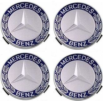 OEM Tapacubos Compatibles Con Mercedes-benz De 75 Mm - Azul, Juego De 4