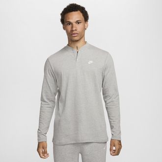 Nike Mens Club Long-Sleeve Henley in Grey | FZ6630-063