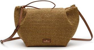 La Portegna Marta Jute Clutch Bag With Shoulder Strap in Light Brown at Nordstrom