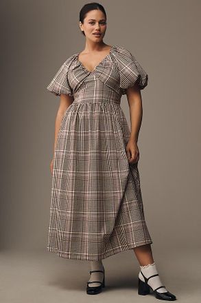 En Saison Charleigh Puff-Sleeve Midi Dress