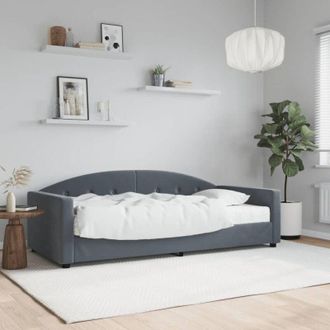 vidaXL Sof&aacute; Cama Con Colch&oacute;n Terciopelo Gris Oscuro 90x200 Cm Vidaxl