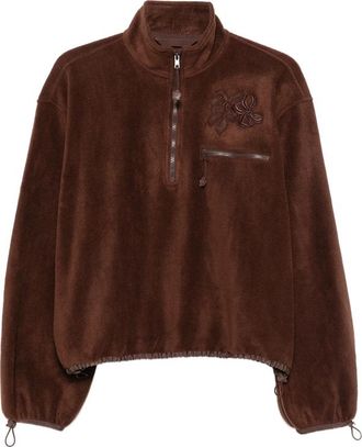 Cecilie Bahnsen Bow-embroidered Quarter-zip Sweater
