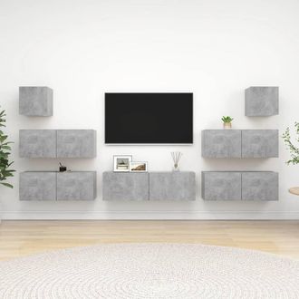 vidaXL Vidaxl - Set De Muebles De Sal&oacute;n 7 Pzas Madera Ingenier&iacute;a Gris Hormig&oacute;n