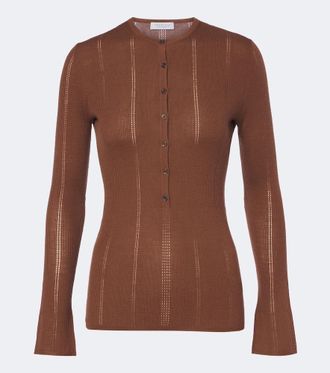 Gabriela Hearst Camiseta con botones Olea de pointelle de lana