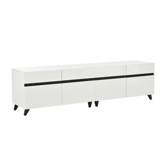 Urban Meuble Mueble de TV lacado en blanco con detalles en negro
