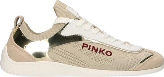 Pinko Gebreide Low-Top Sneakers met Spiegelende Inzetstukken - Dames - Sneakers - Veelkleurig - 36 EU - Leer - Schoenen
