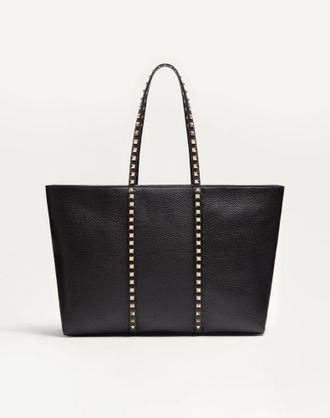 Valentino Garavani Valentino Garavani Rockstud Shopping Bag In Grainy Calfskin Wo