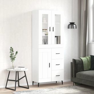 vidaXL Vidaxl - Aparador Alto Madera Contrachapada Blanco 69,5x34x180 Cm