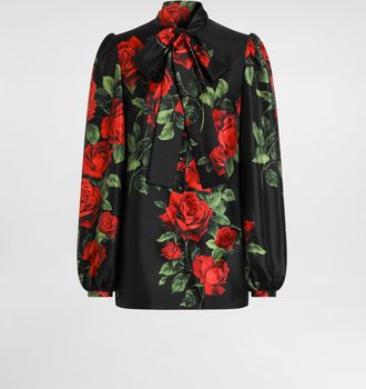 Dolce & Gabbana Rose-print Silk Shirt - Woman Shirts And Tops Multicolor 36