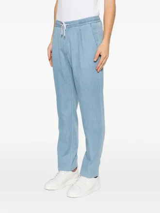 PANICALE Drawstring-Waist Pleated Trousers - Blue