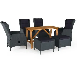 vidaXL Juego De Comedor Para Jard&iacute;n De 7 Piezas Gris Oscuro Vidaxl