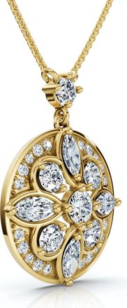 Pompeii3 Vintage Diamond Circle Pendant 14k Gold Lab Grown 18 Necklace EF/VS