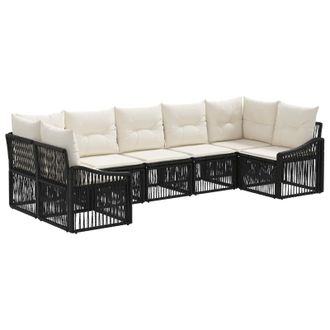 vidaXL Conjunto De Sof&aacute;s De Jard&iacute;n 7 Uds. 7-n&uacute;mero De Plazas Negro Vidaxl