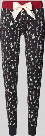 Skiny Skiny Pyjama-Hose im Allover-Look mit Schleife in Black, Größe 36