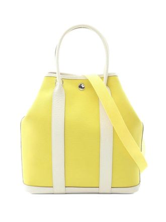 Hermès 2020 Garden File PM handbag - women - Fabric/CALFSKIN - One Size - Yellow