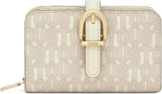 Tous buckle logo wallet - women - Polyurethane/Canvas - One Size - Neutrals
