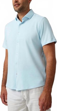 Stone Rose Short Sleeve Pique Shirt In Light Blue