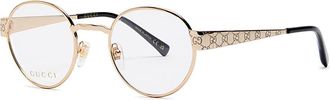 Gucci Round Metal Optical Glasses - Gold - One Size