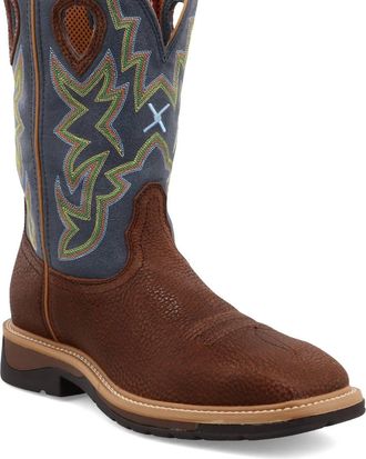 Twisted X Boots Mens Horseman Soft Toe Boot In Navy/peanut