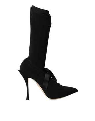 Dolce & Gabbana Zwarte Stiletto Hakken Laag Enkel Boots Schoenen