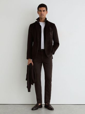 Reiss Chocolate Brown Washed-denim Slim-fit Jeans, 32