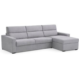 Dmora Divano fisso con penisola Vigonovo, Sof&agrave; angolare per salotto, imbottito, sfoderabile, Qualit&agrave; 100% Made in Italy, 280x160 h100 cm, Grigio - Dmora