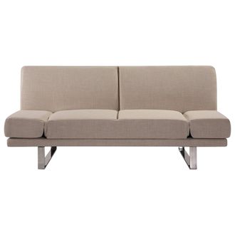 Beliani Beliani - Sof&aacute; Cama Tapizado En Tela Beige Mecanismo Click Clack 4 Plazas Reposabrazos Ajustables York